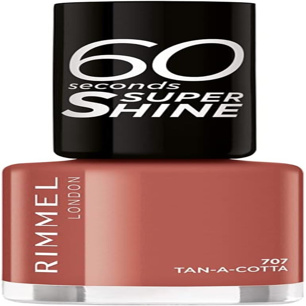Rimmel, 60 Seconds Nail Polish 707 Tan-a-Cota, Quick-dry nail polish with nude tan shade, 12 ml