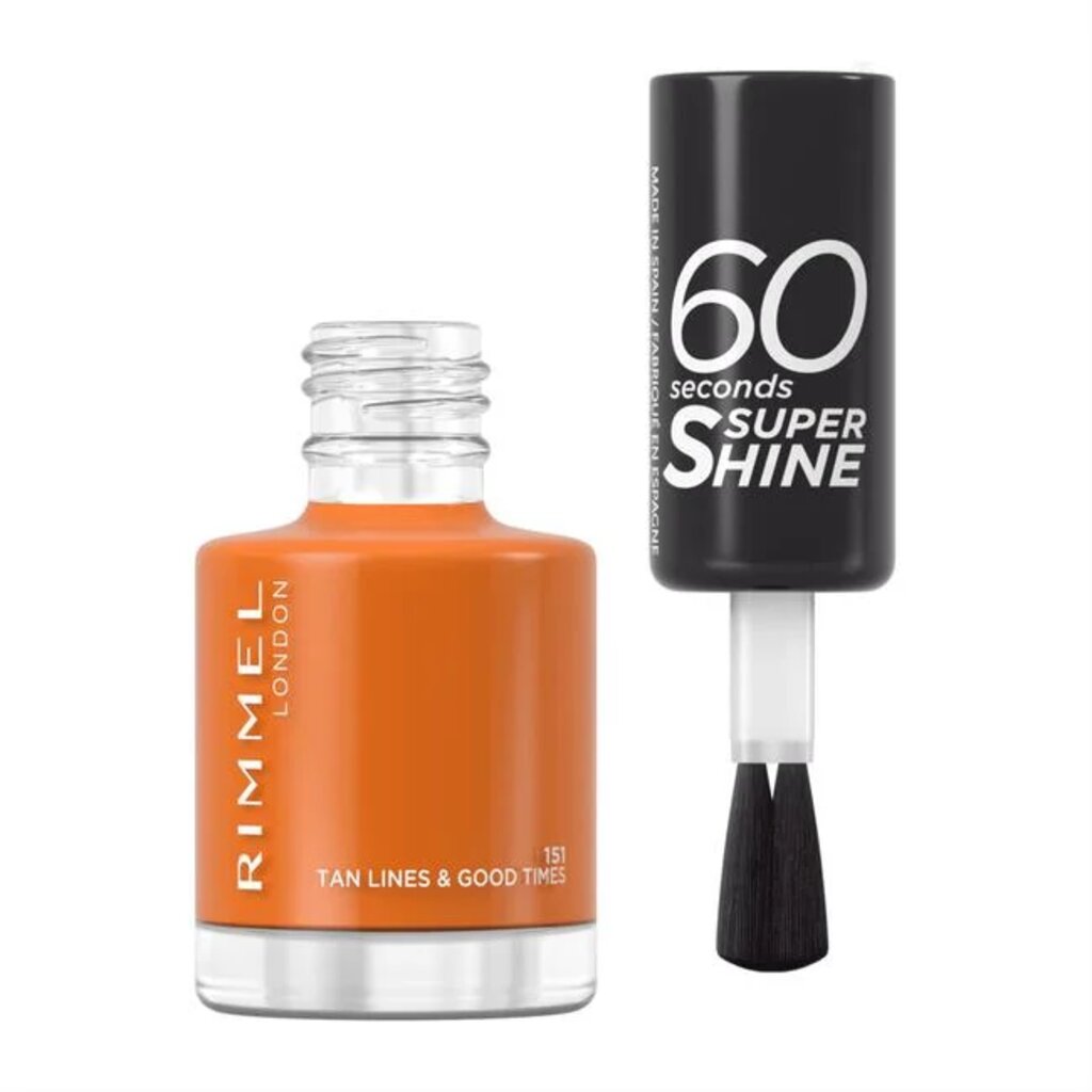 Rimmel, 60 Seconds Nail Polish 151 Tan Lines, Bright orange quick-dry polish