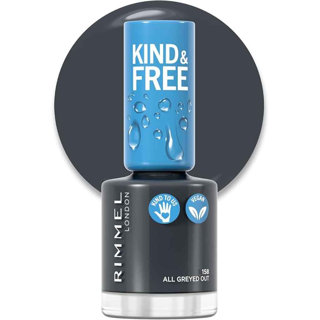 Rimmel, Kind & Free Nail Polish All Greyed Out 158, Cruelty-free long-lasting nail polish