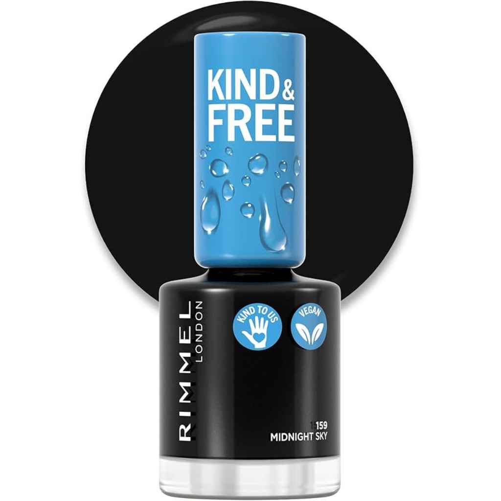 Rimmel, Kind & Free Nail Polish 159 Midnight Sky, Long-lasting nail polish with deep color