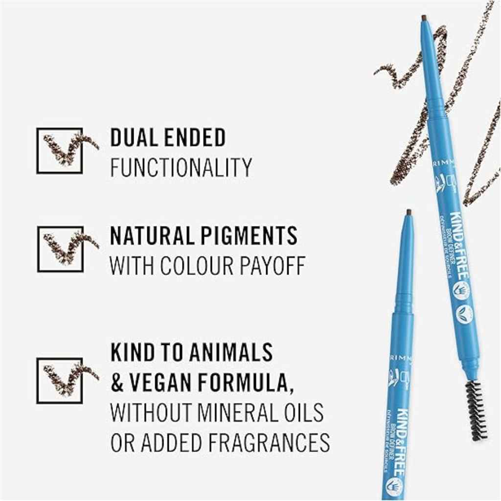 Rimmel London, Kind & Free Brow Definer, Natural brow pencil in chocolate shade
