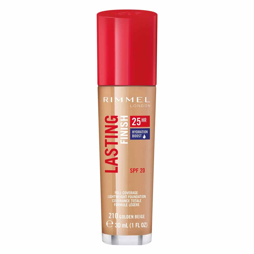 Rimmel London, Lasting Finish 25Hr Full Coverage Lightweight Foundation SPF20, Long-lasting lightweight foundation, 30ml