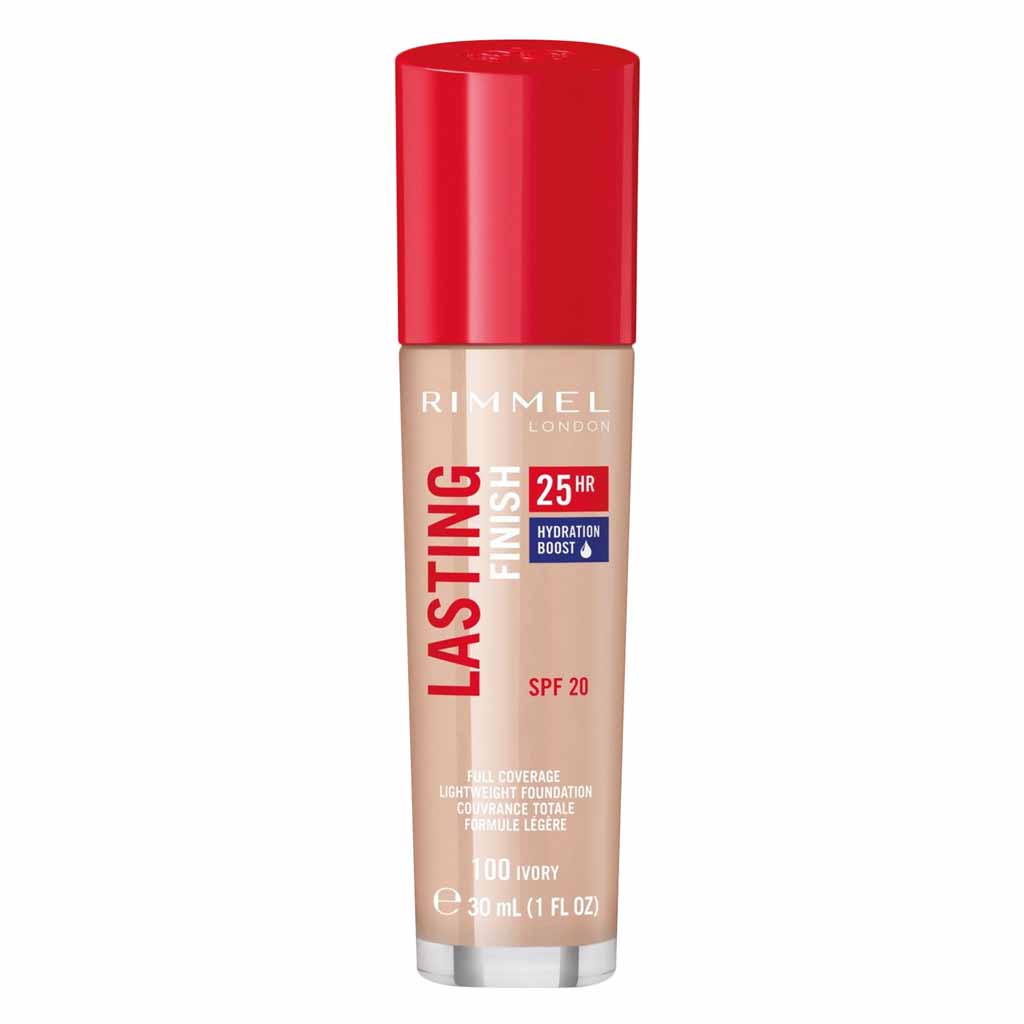 Rimmel London Lasting Finish 25Hr Full Coverage Lightweight Foundation Spf20 30Ml 100 Ivory