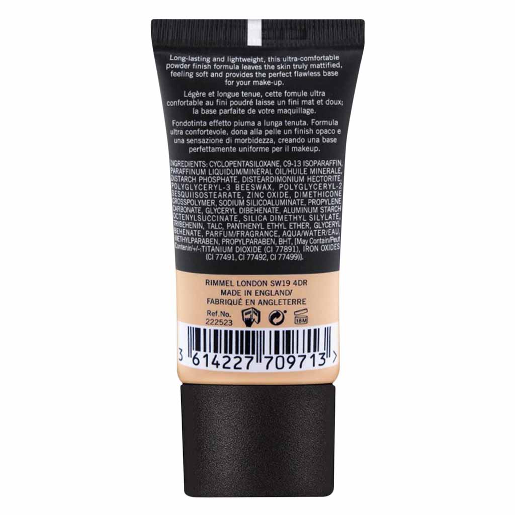 Rimmel London Lasting Matte Full Coverage Mattifying Foundation 30ml 010 Warm Porcelain