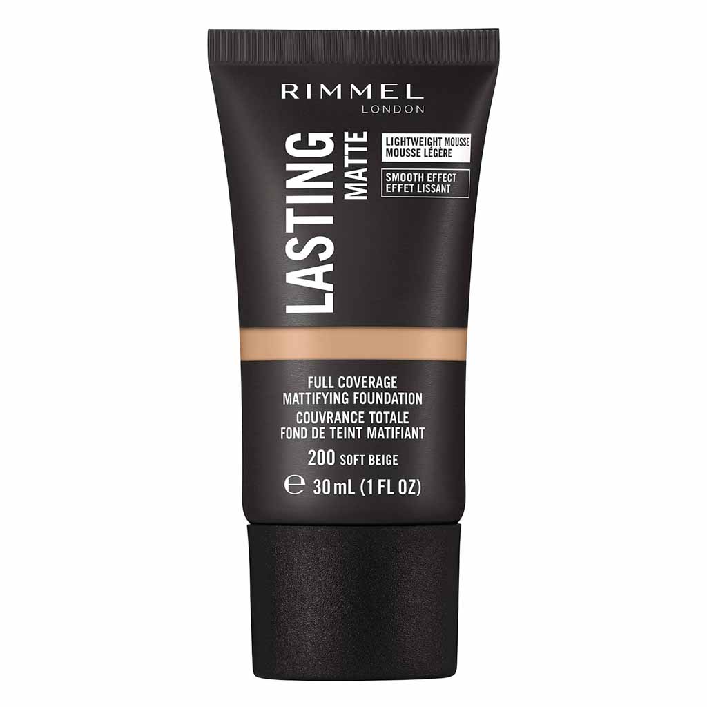 Rimmel London, Lasting Finish Matte Foundation 200 Soft Beige, Long-lasting matte finish foundation, 30 ml