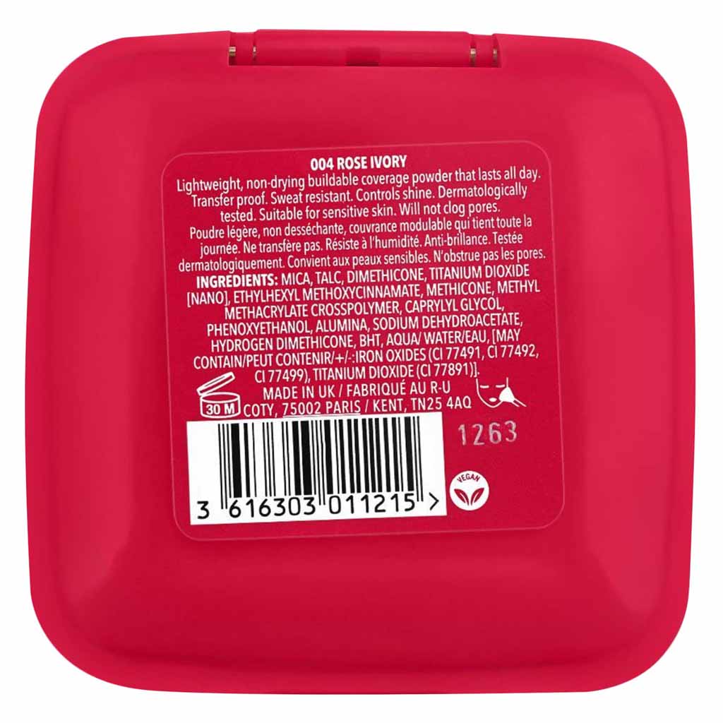 Rimmel London, Lasting Finish Buildable Coverage Powder Foundation, Lightweight powder foundation in shade 002 Pearl, 10g