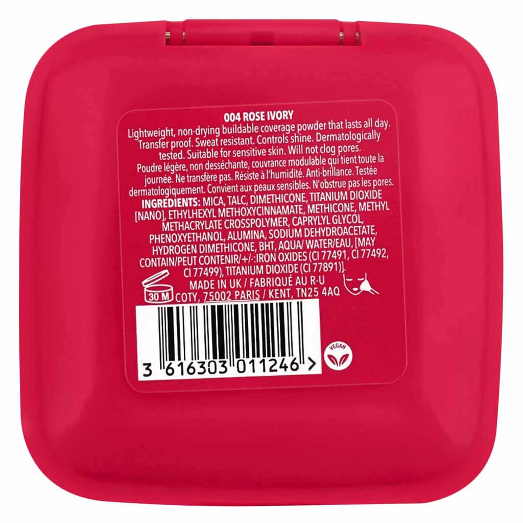 Rimmel London, Lasting Finish Buildable Coverage Powder Foundation 005 Ivory, Lightweight powder foundation for natural coverage, 10g