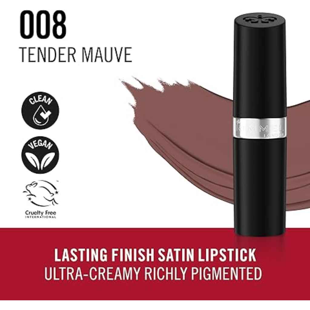 Rimmel, Lasting Finish Lipstick 008 Tender Mauve, Long-lasting creamy lipstick