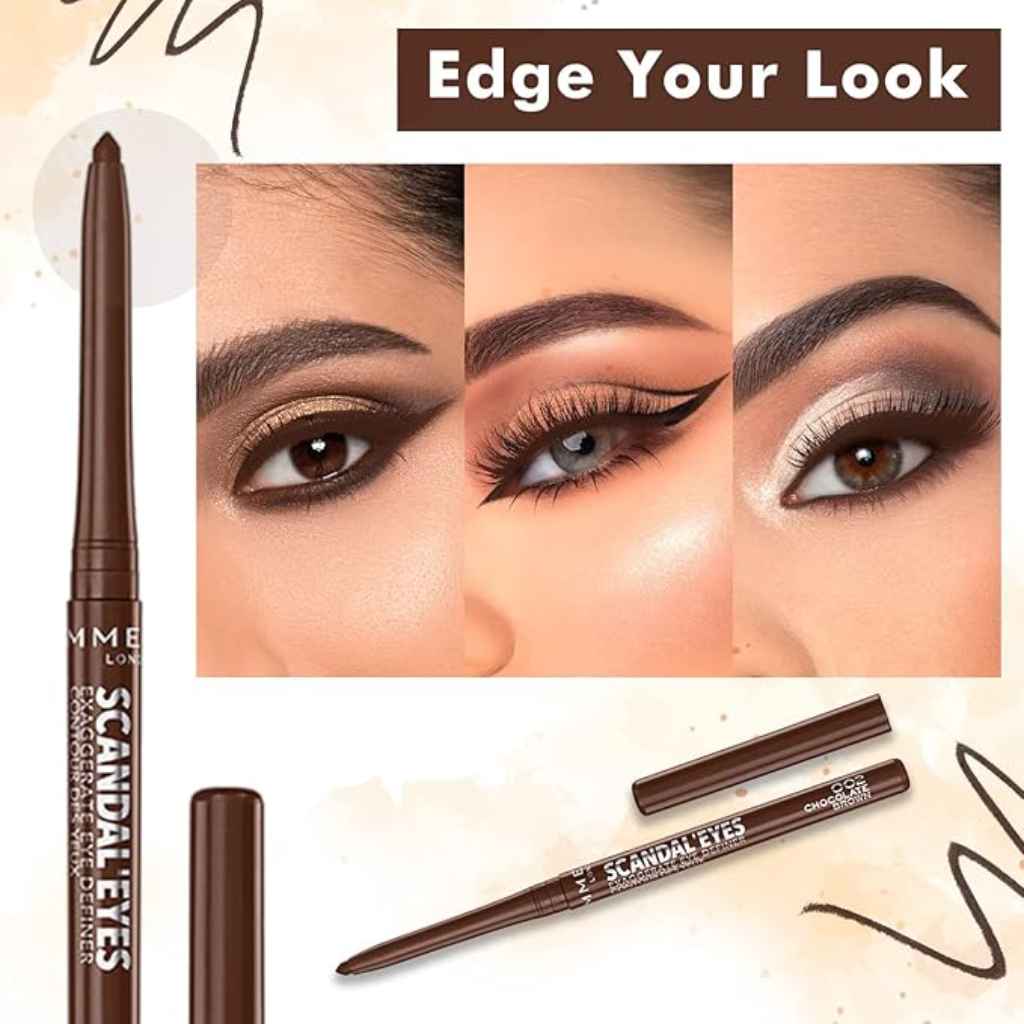 Rimmel, Scandaleyes Eye Definer Pencil, Smooth chocolate brown waterproof eyeliner