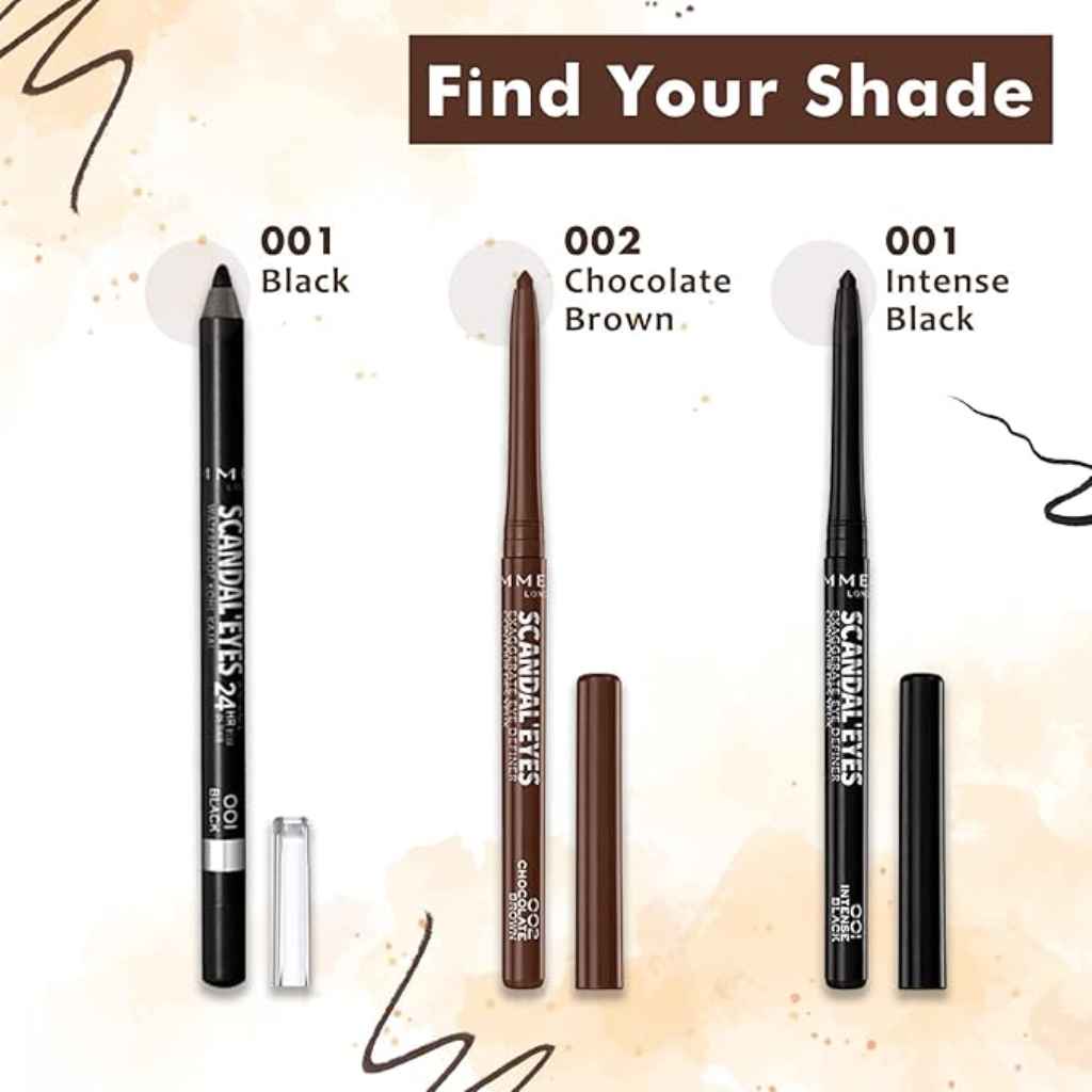 Rimmel, Scandaleyes Eye Definer Pencil, Smooth chocolate brown waterproof eyeliner