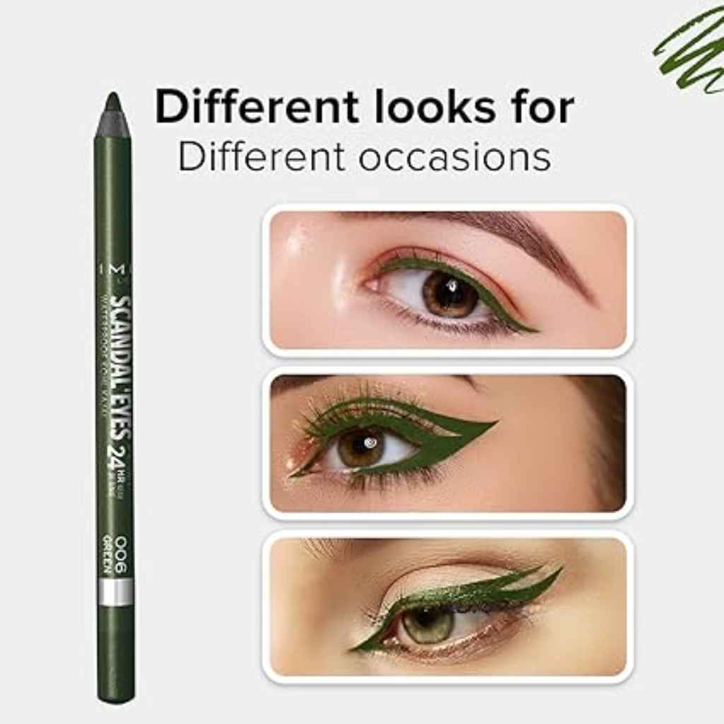 Rimmel, Scandaleyes Waterproof Kohl Pencil, Intense green long-lasting eye liner