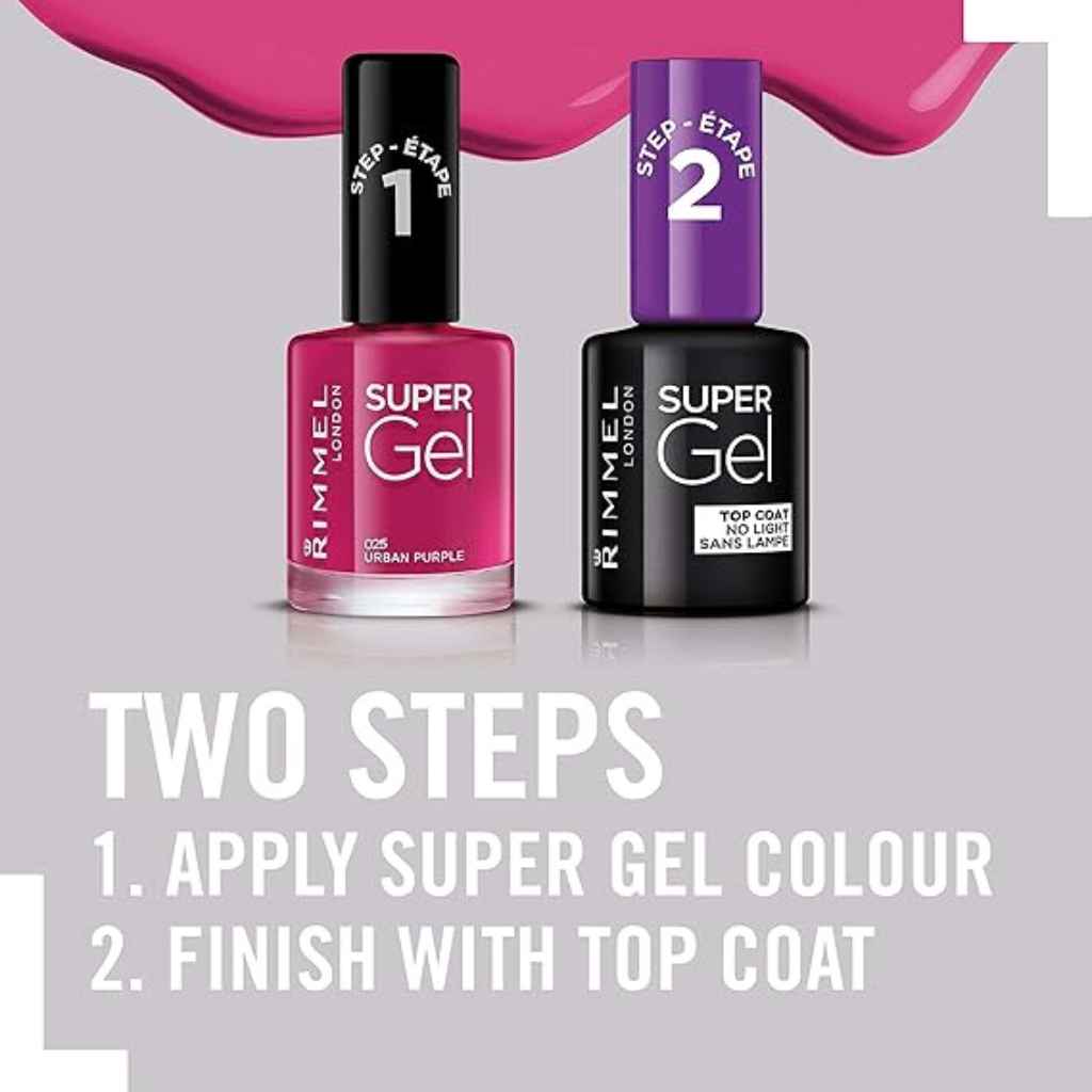 Rimmel, Super Gel Nail Polish, Long-lasting gel effect nail polish in Urban Purple shade