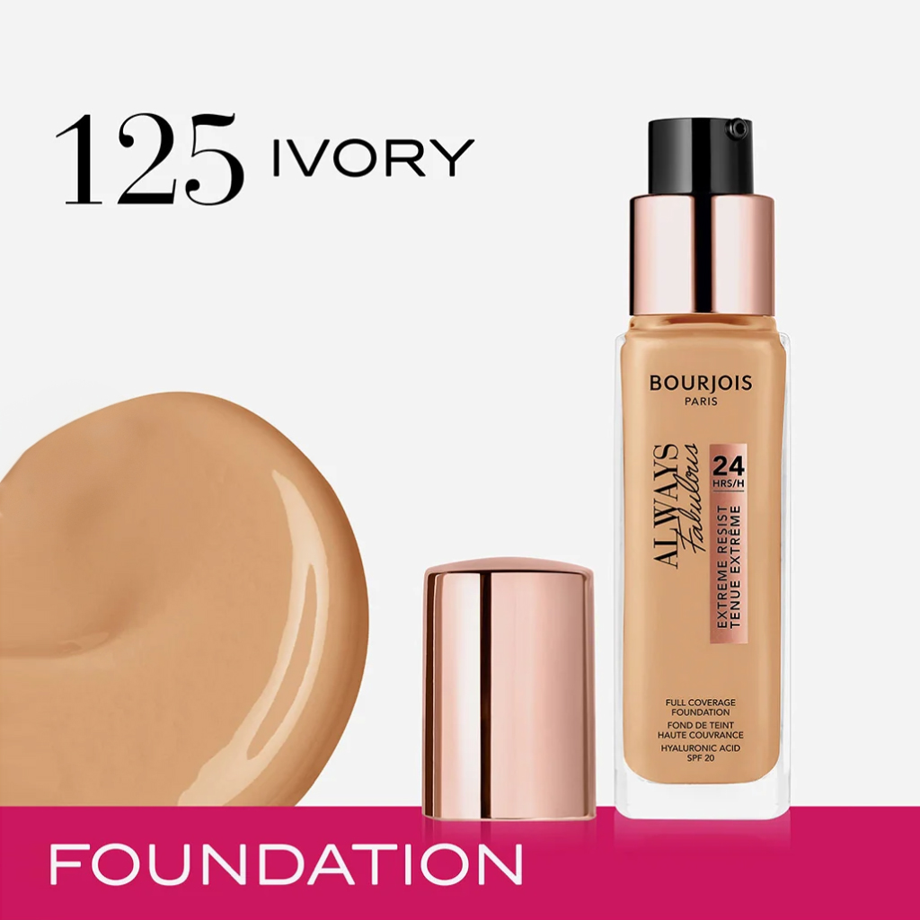 Bourjois, Always Fabulous Foundation, Lightweight flawless finish foundation, Shade 125 Ivory