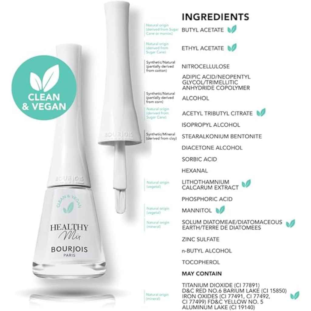 Bourjois, Healthy Mix Clean Nail Polish 100 Blanc'Hantement, Breathable nail polish with vibrant white shade