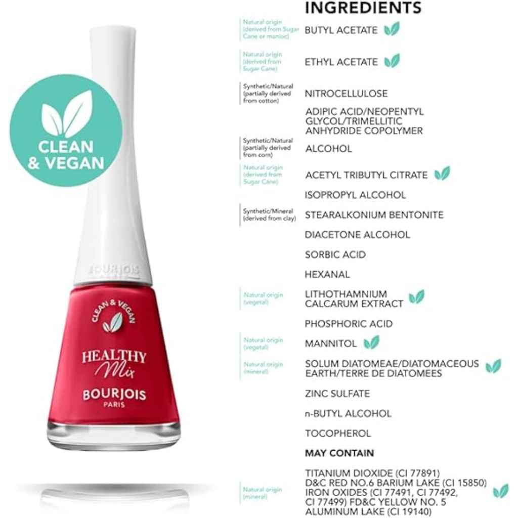 Bourjois, Healthy Mix Clean Nail Polish, Long-lasting vibrant berry cute nail color, 250 —