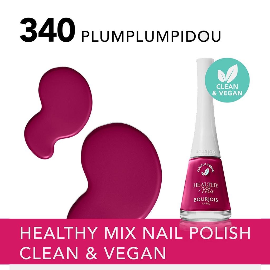 Bourjois, Healthy Mix Clean Nail Polish, Long-lasting vibrant plumplumpidou nail color, 340 —