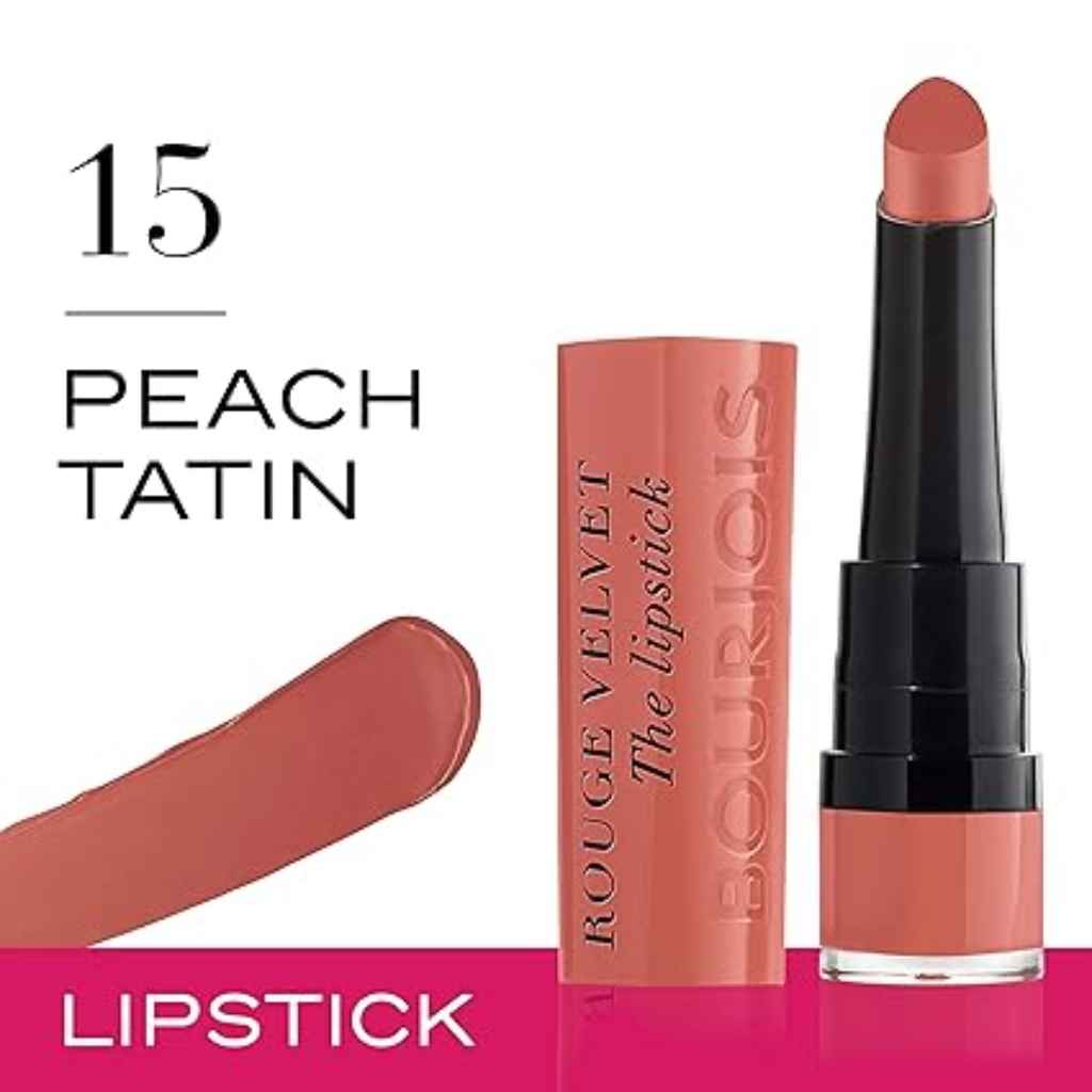 Bourjois, Rouge Velvet The Lipstick, Matte velvet finish lipstick in Peach Tatin shade, 15