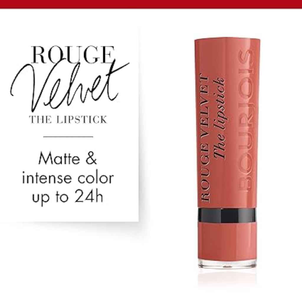 Bourjois, Rouge Velvet The Lipstick, Matte velvet finish lipstick in Peach Tatin shade, 15