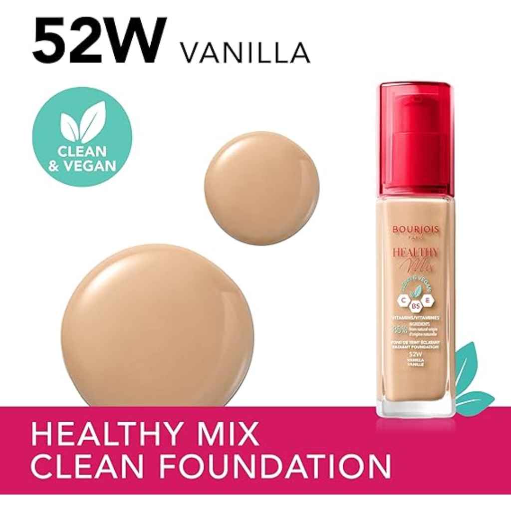 Bourjois, Healthy Mix Clean Foundation 52 Vanilla, Lightweight foundation with natural glow