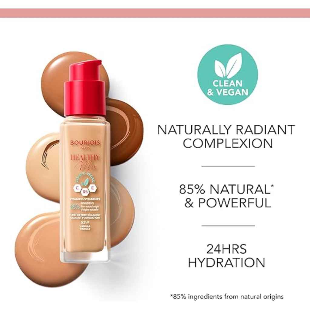 Bourjois, Healthy Mix Clean Foundation 52 Vanilla, Lightweight foundation with natural glow