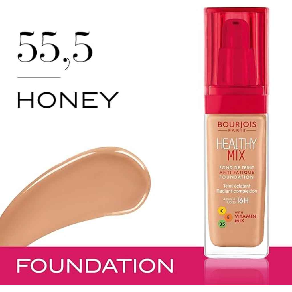 Bourjois, Healthy Mix Clean Foundation 55.5 Honey, Hydrating foundation with warm honey tone