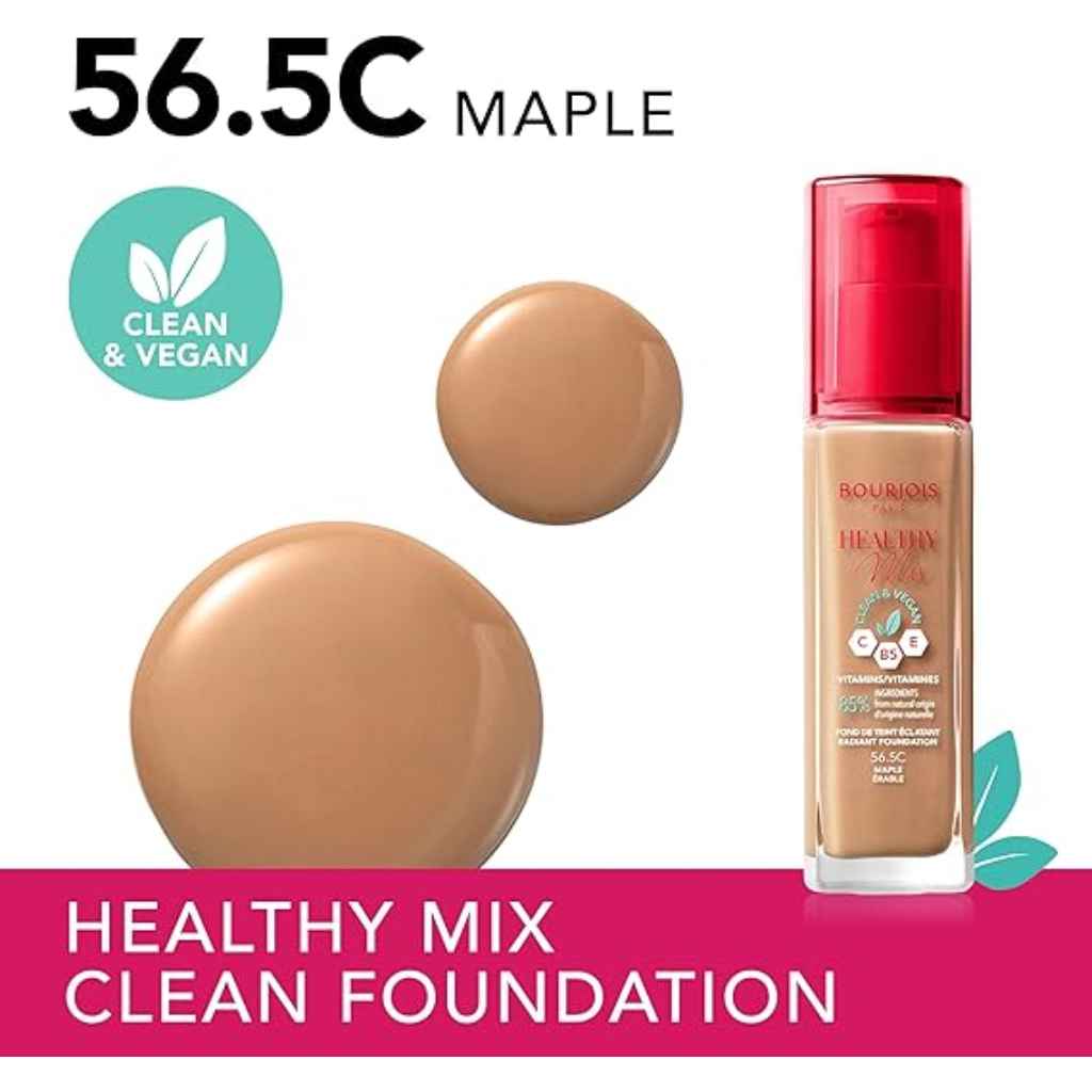 Bourjois, Healthy Mix Clean Foundation 56.5 Maple, Hydrating foundation with medium coverage