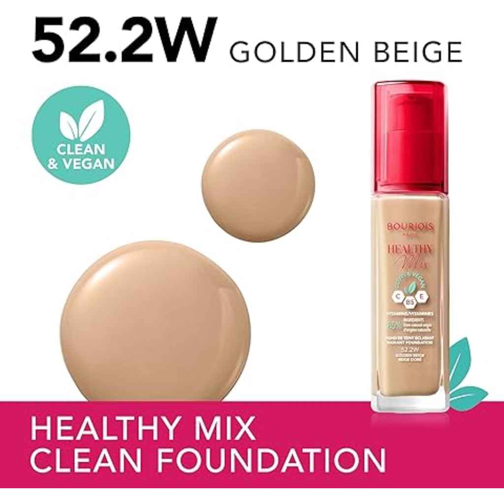 Bourjois, Healthy Mix Clean Foundation 52.2 Golden Beige, Hydrating foundation with radiant coverage