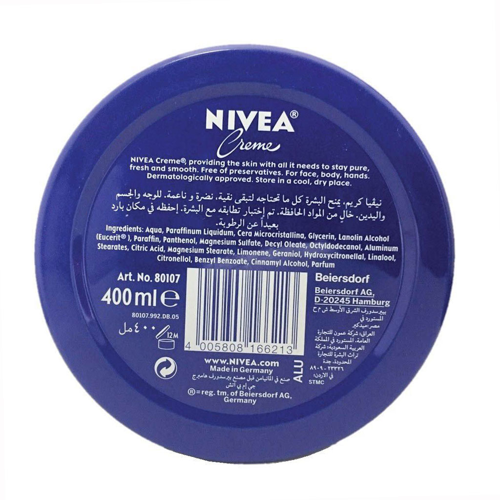 Nivea, Moisturizing Cream, Intensive skin hydration for dry and rough skin, 400ml