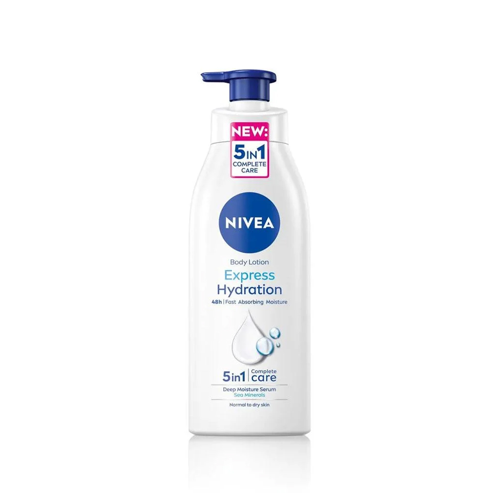 Nivea, Express Moisturizing Lotion Normal, Fast absorbing lotion for normal skin hydration, 625 ml