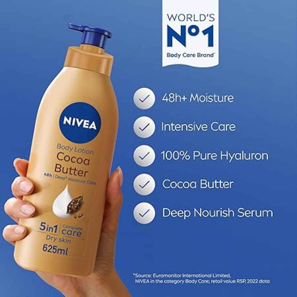 Nivea, Body Cocoa Lotion with Pump, Deep moisturizing body lotion with cocoa butter, 625ml
