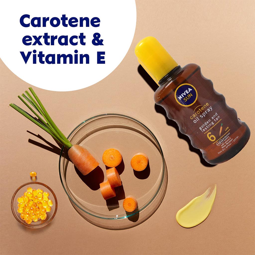 Nivea, Carotene Tanning Oil Spray, Accelerating tanning oil with moisturizing effect, 200ml