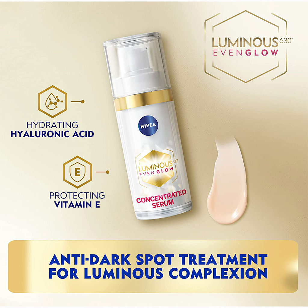 Nivea, Luminous630 Even Glow Concentrated Serum, Brightening serum for even skin tone, 30 ml