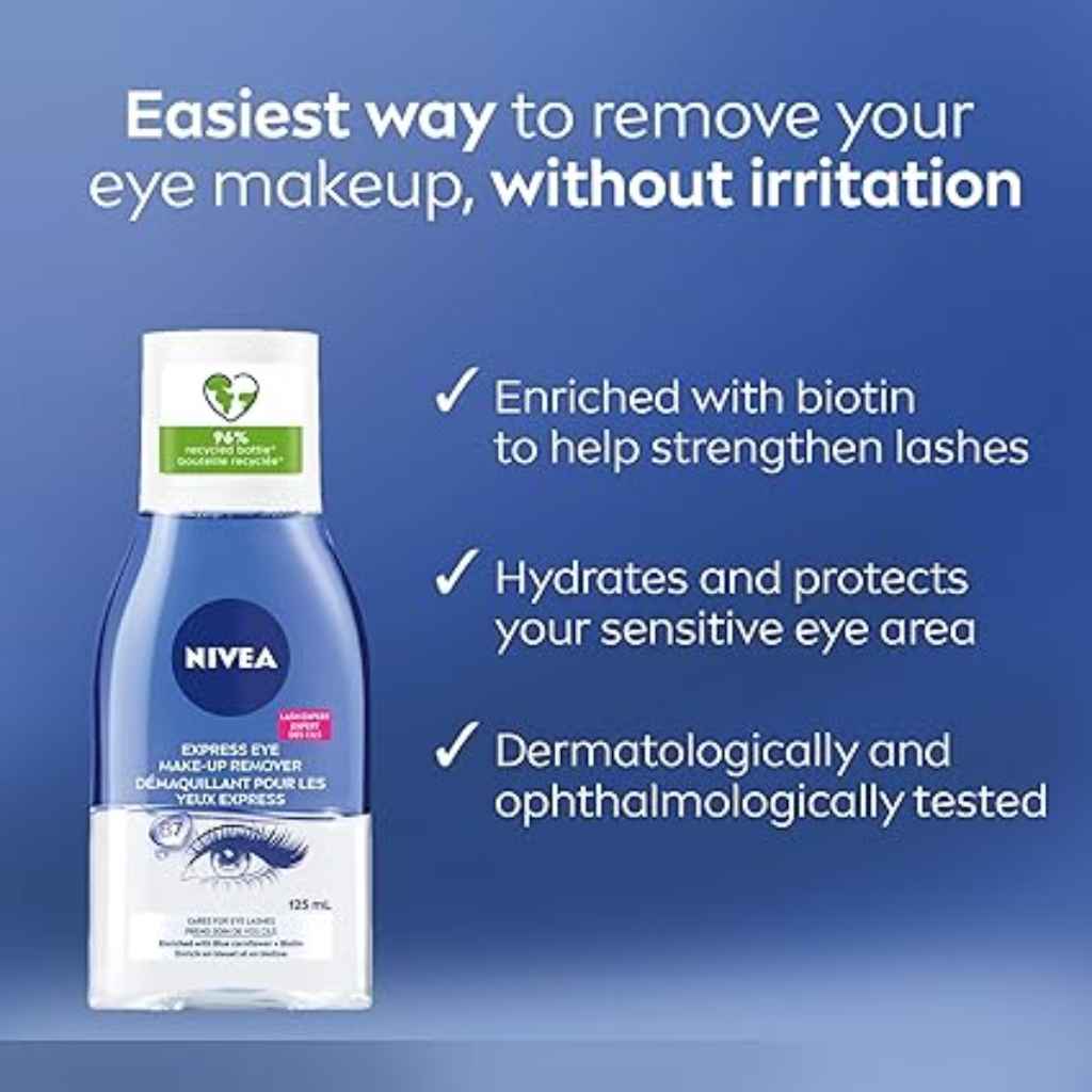 Nivea, Double Effect Eye Make-Up Remover, Gentle remover for waterproof and regular makeup, 125ml
