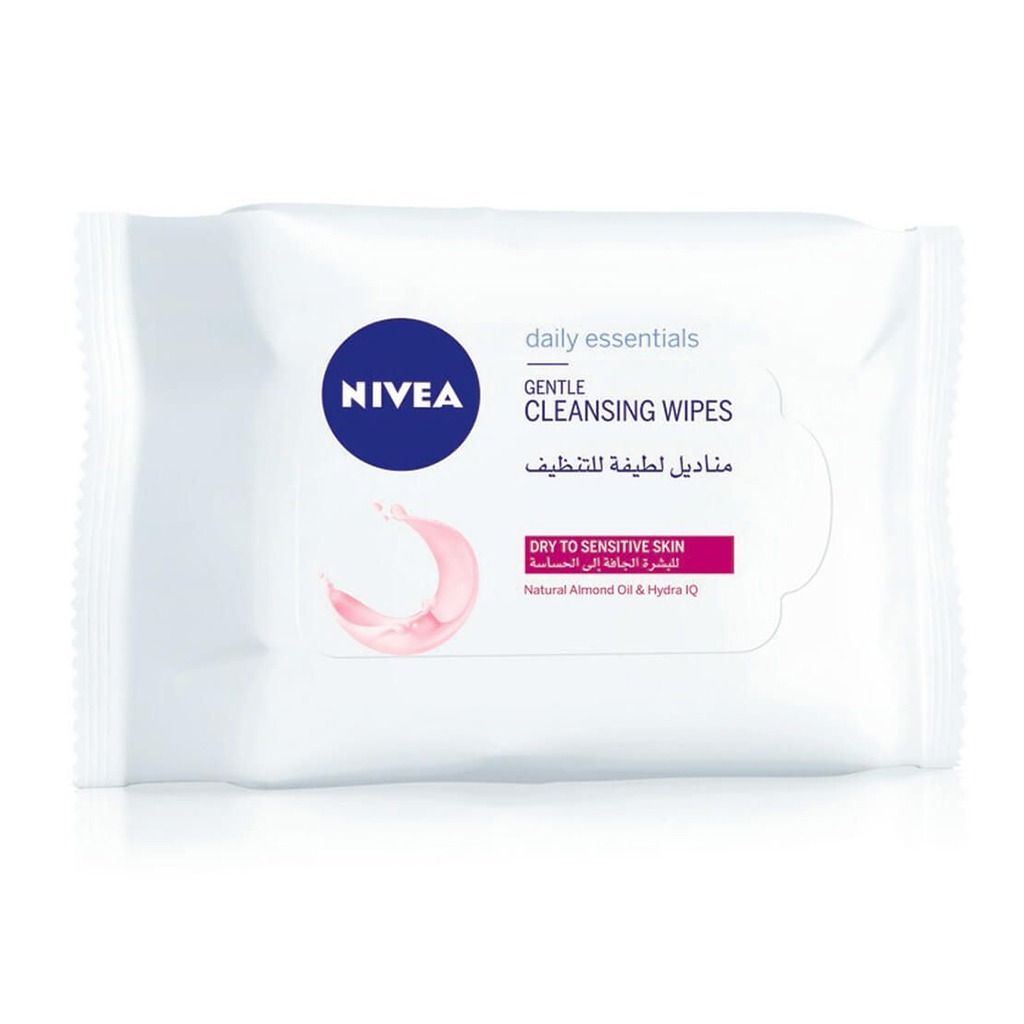 Nivea, Gentle Dry to Sensitive Skin Cleansing Wipes, Mild cleansing wipes for sensitive skin, 25 wipes