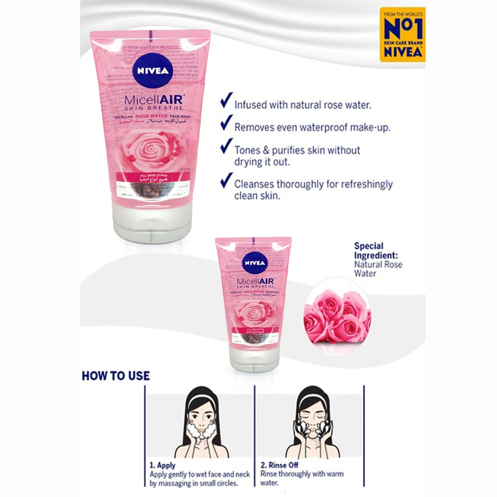 Nivea Micellair Skin Breathe Micellar Rose Water Facial Wash 150ml