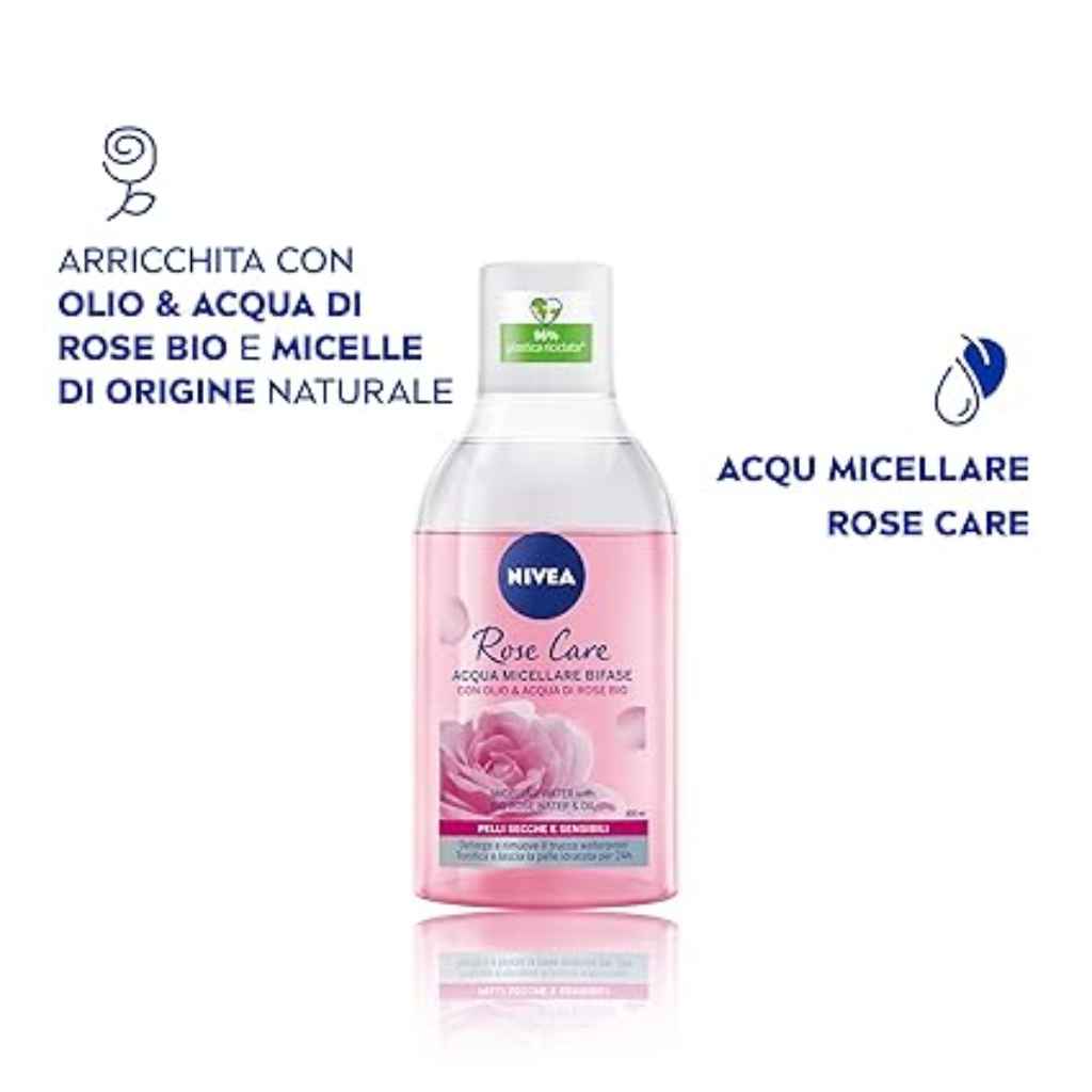 Nivea, Rose care micellar water with bio rose water and oil, Hydrating micellar water with rose extract, 400 ml