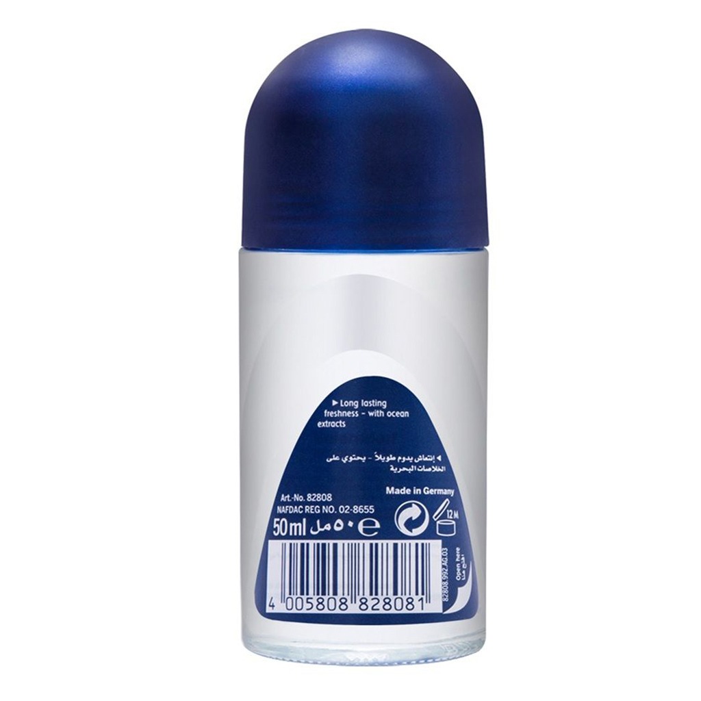 Nivea Men, Fresh Active Deodorant Roll-On, Cooling and refreshing deodorant for men, 50ml
