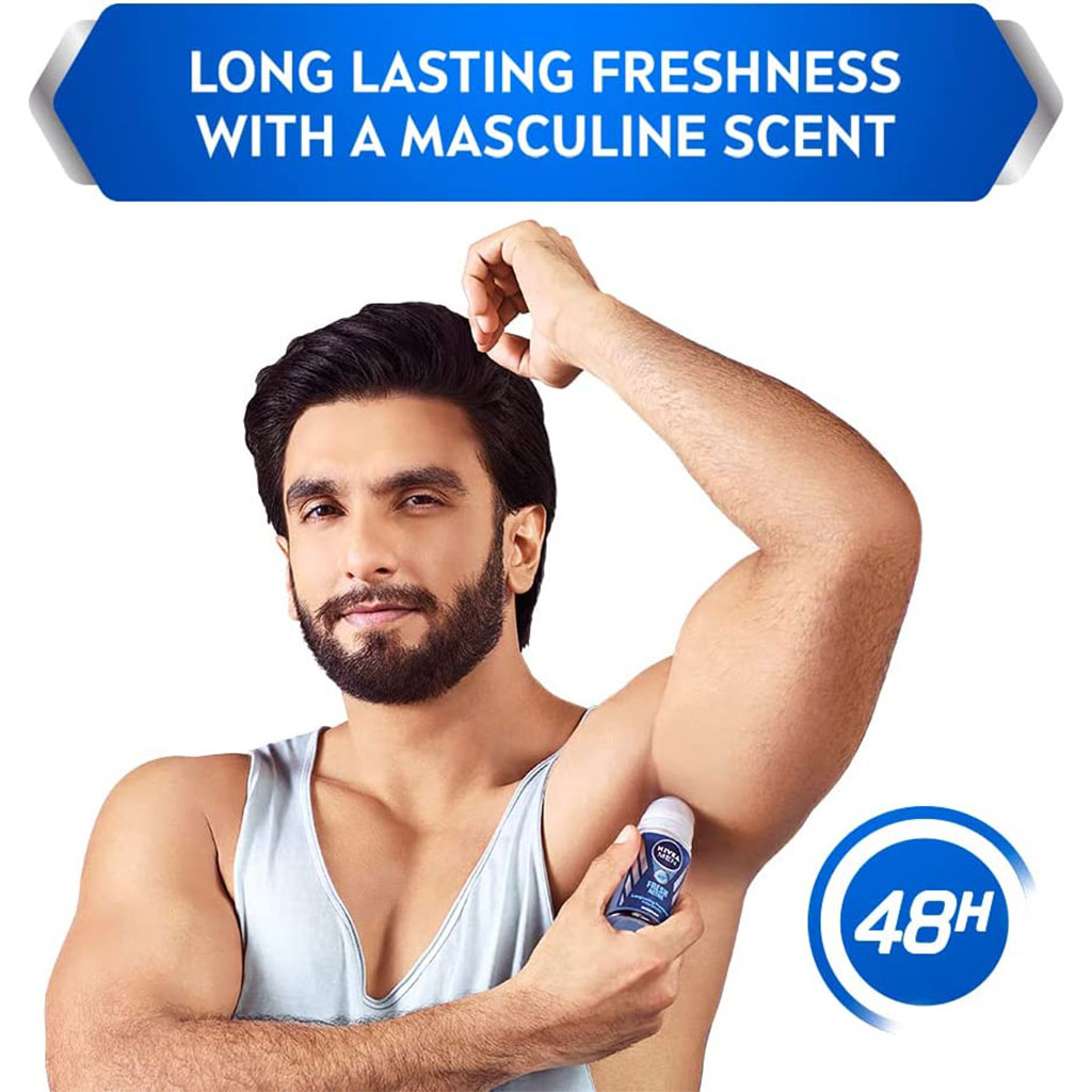 Nivea Men, Fresh Active Deodorant Roll-On, Cooling and refreshing deodorant for men, 50ml