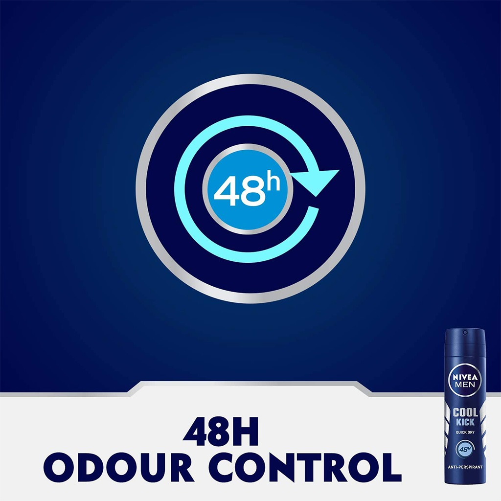 Nivea Men, Cool Kick Deodorant Spray, Refreshing cooling spray for men, 150ml