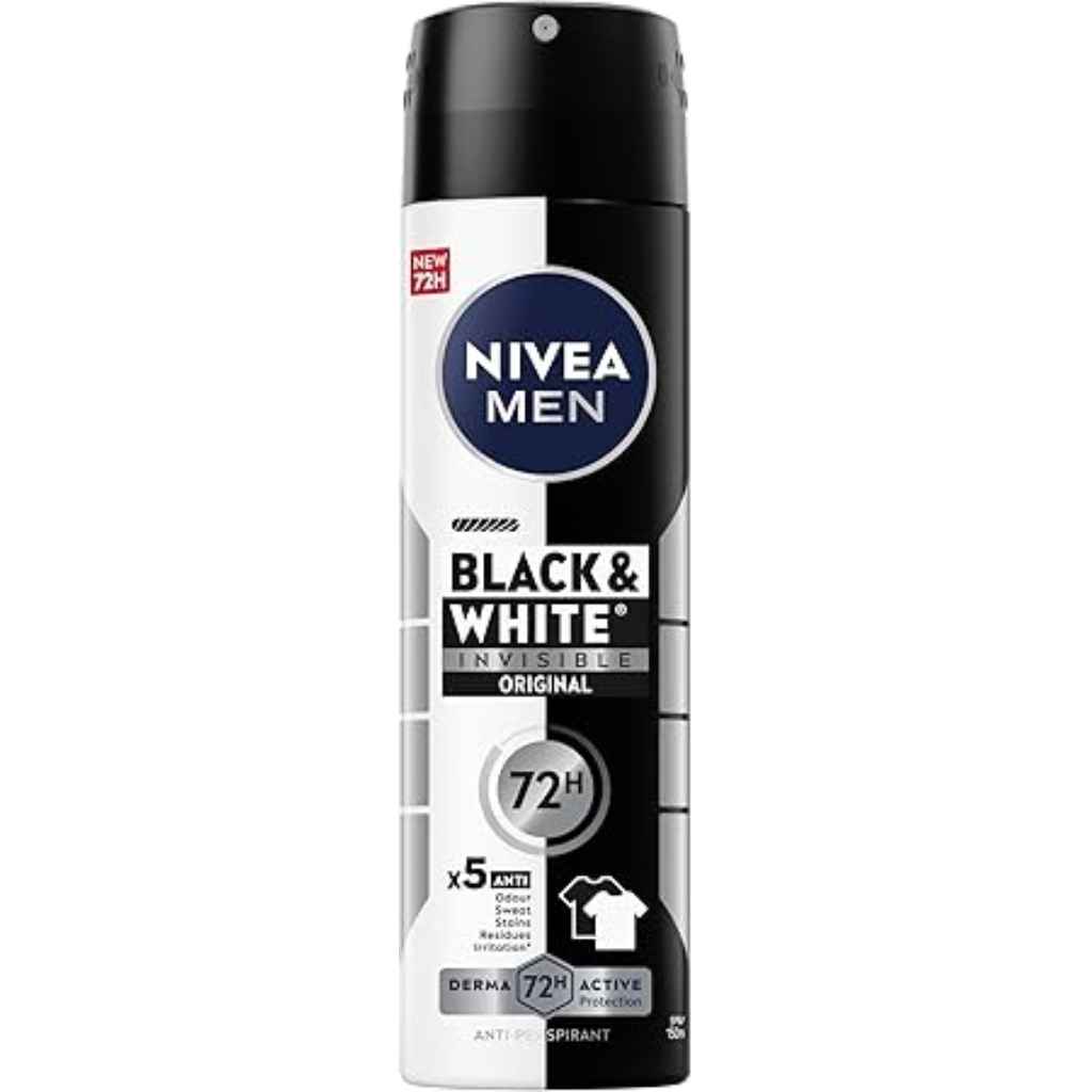 Nivea, Deo Black & White Men Spray, Antiperspirant spray with long-lasting odor protection, 150ml