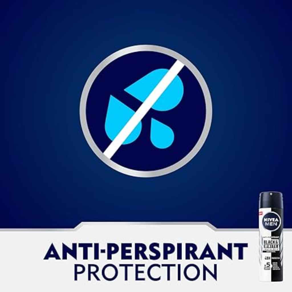 Nivea, Deo Black & White Men Spray, Antiperspirant spray with long-lasting odor protection, 150ml