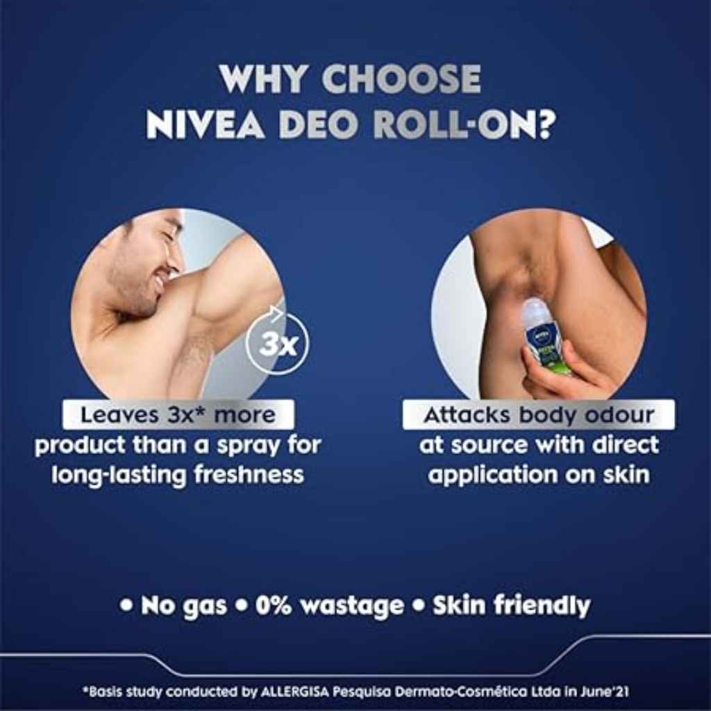 Nivea Men, Fresh Power Roll-On Deodorant, Energizing deodorant for active men, 50ml