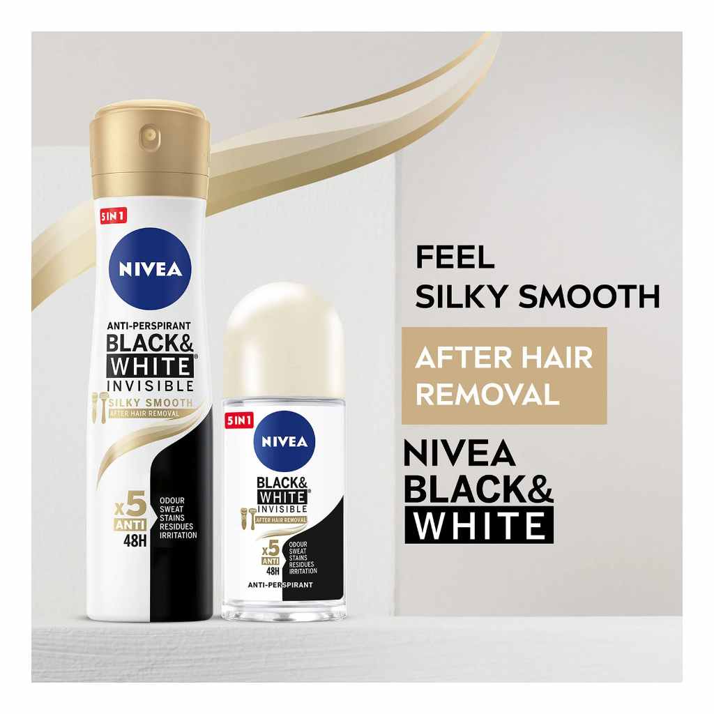 Nivea, Antiperspirant spray for women black & white invisible silky smooth, Long-lasting sweat protection with gentle care, 150ml