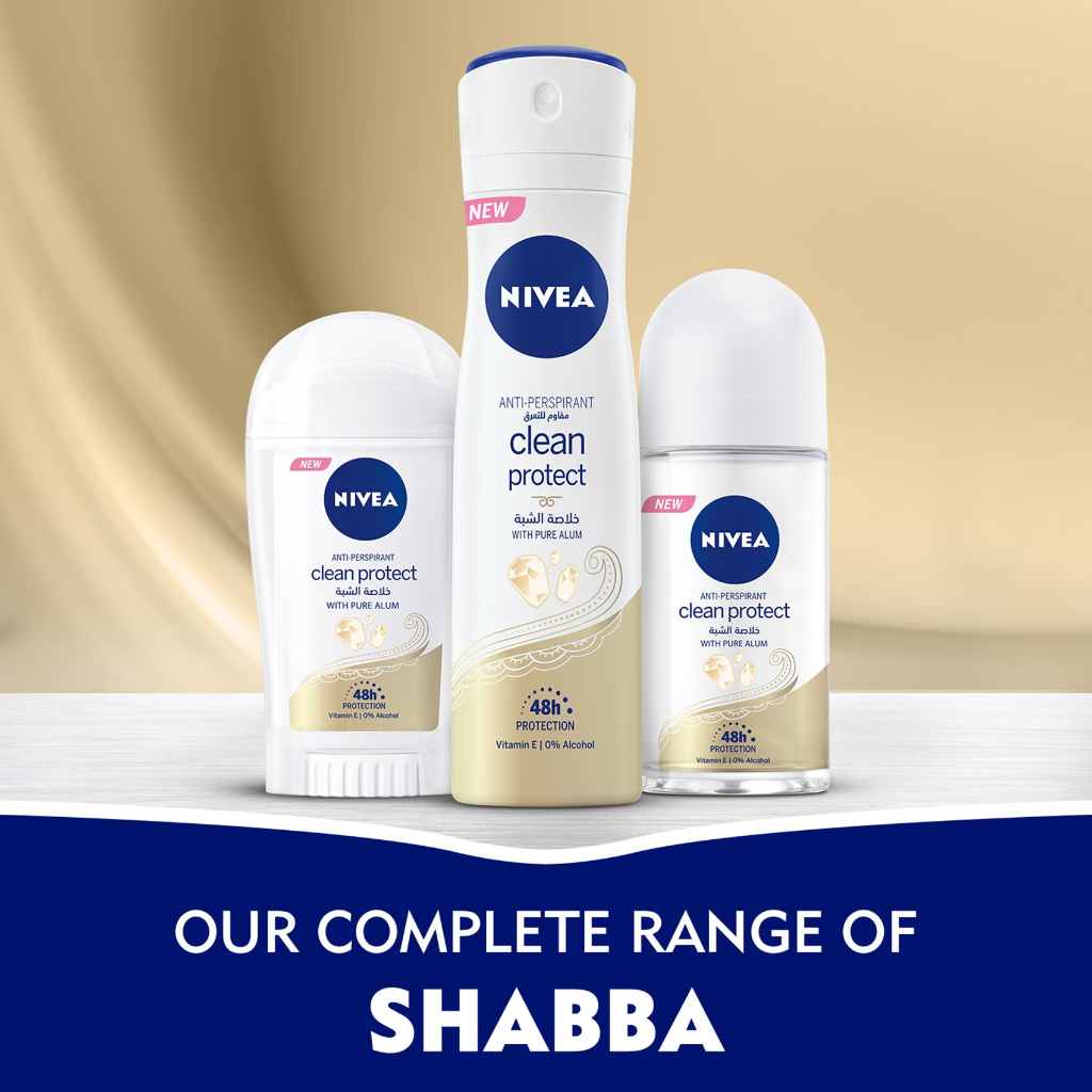 Nivea, Antiperspirant Deo Roll-On Clean Protect, Women's roll-on with pure alum for odor protection, 50ml