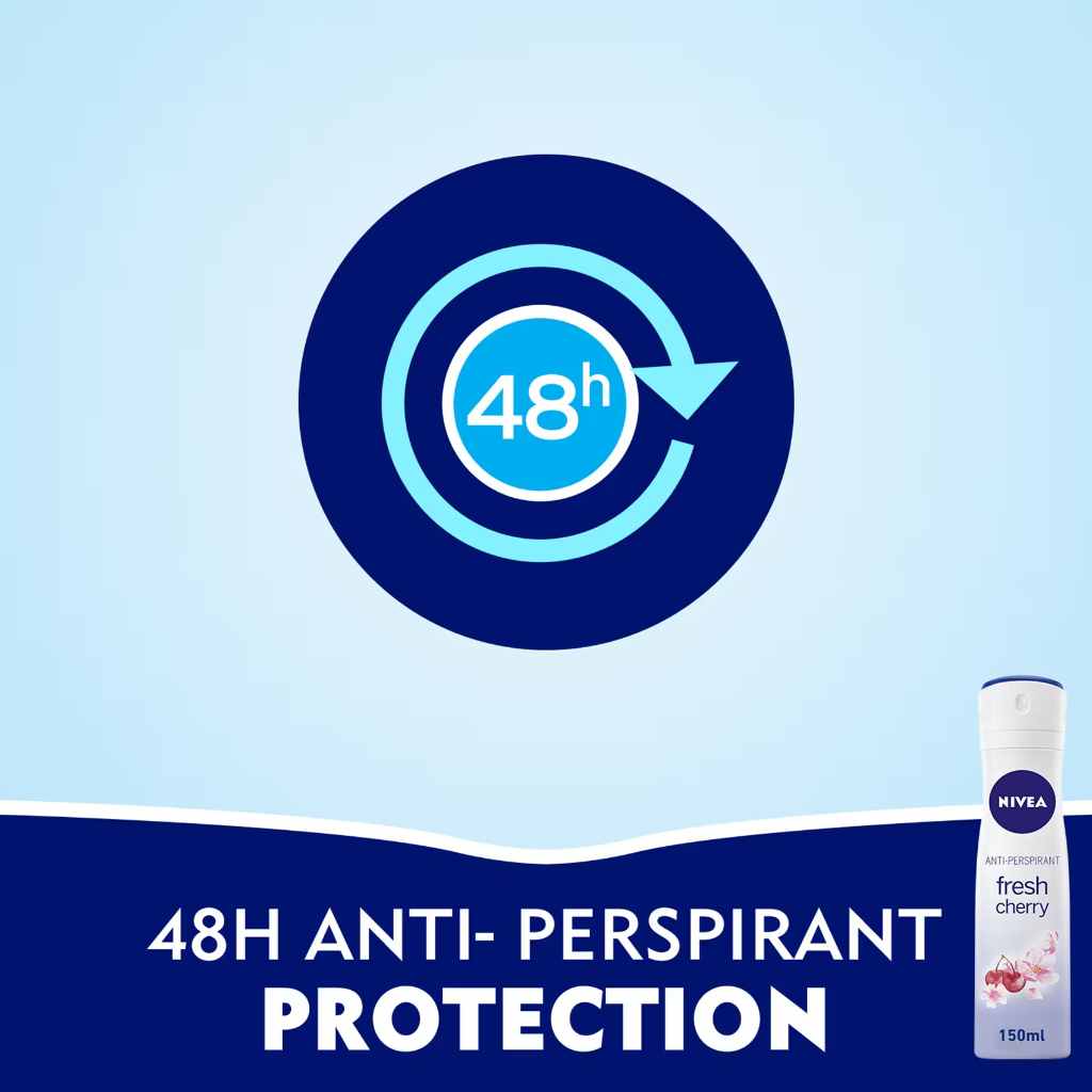 Nivea, Antiperspirant Spray Fresh Cherry, Women's antiperspirant spray with cherry scent, 150ml