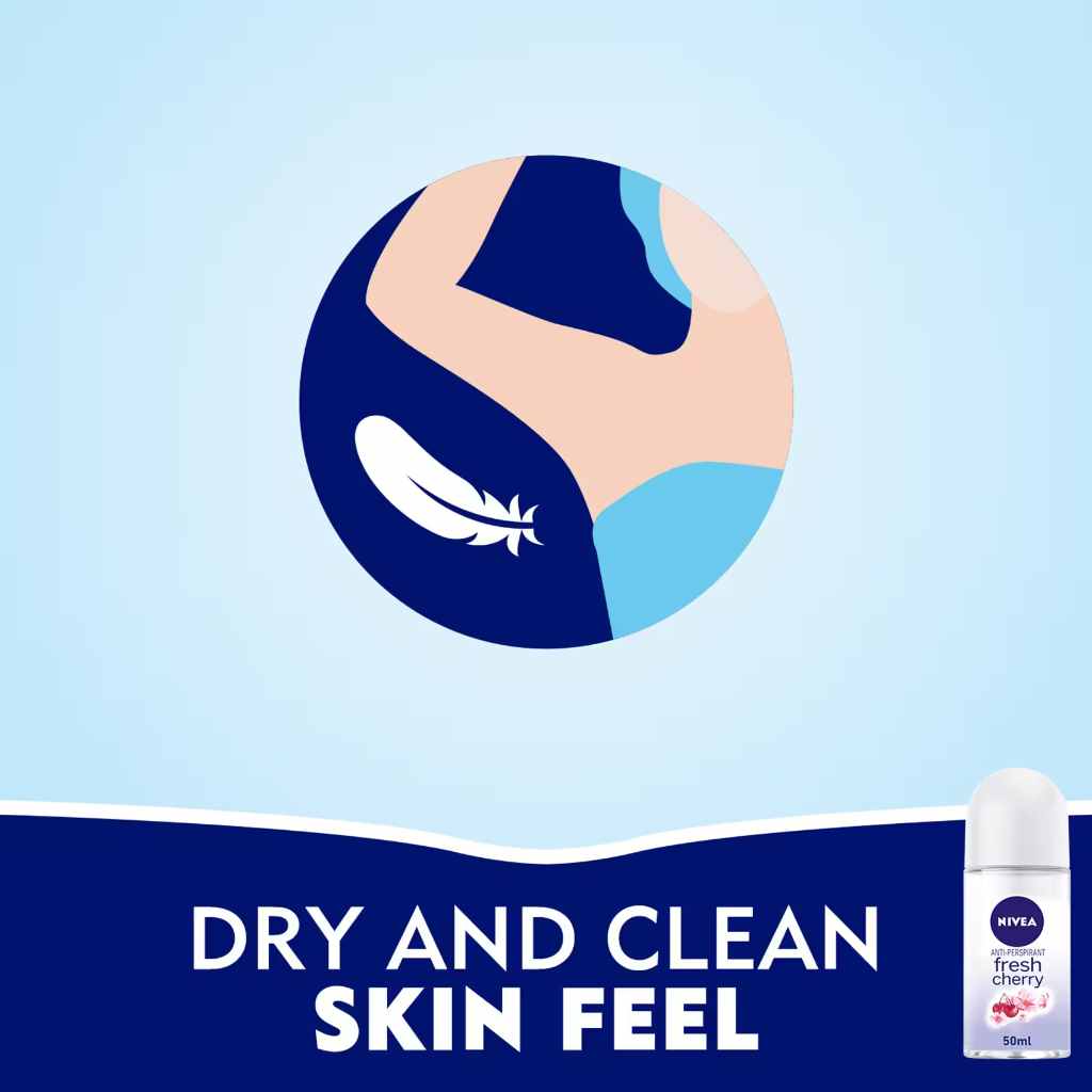 Nivea, Antiperspirant Deo Roll-On Fresh Cherry, Fruity fresh deodorant for women, 50ml