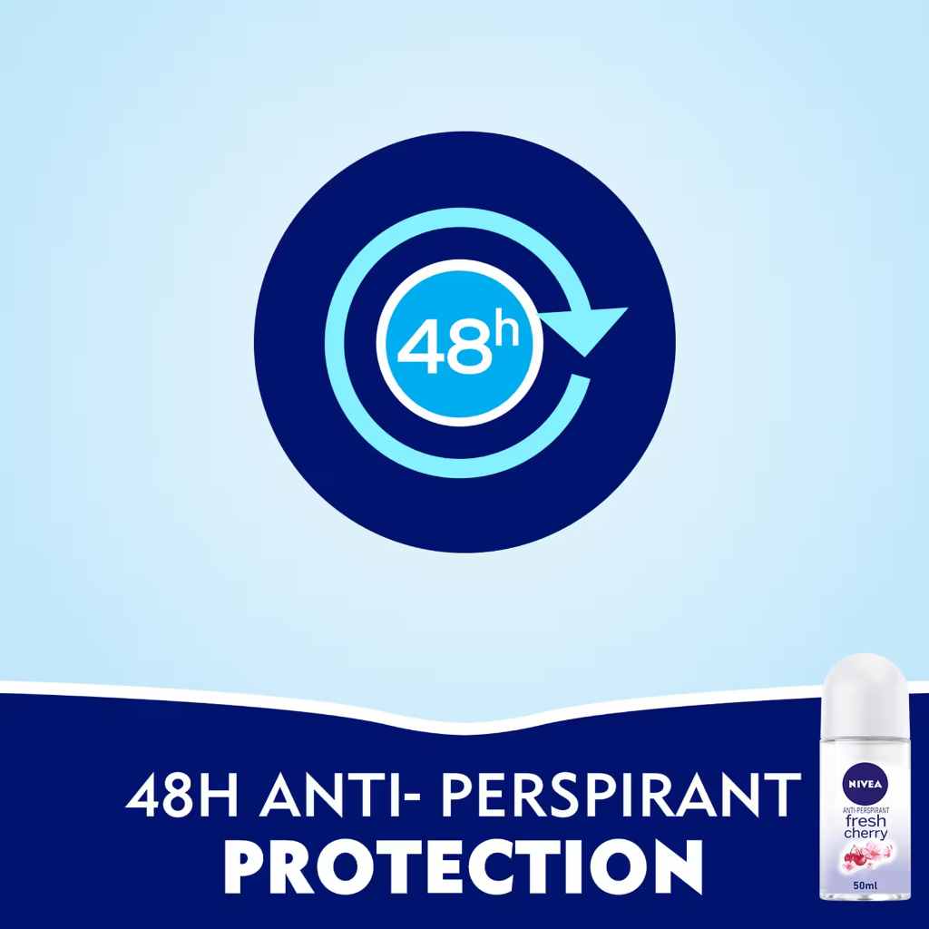 Nivea, Antiperspirant Deo Roll-On Fresh Cherry, Fruity fresh deodorant for women, 50ml