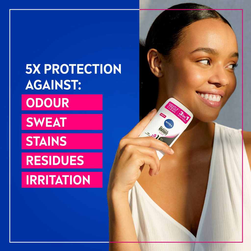 Nivea, Antiperspirant Stick Black & White, Women's antiperspirant stick preventing white marks, 50ml