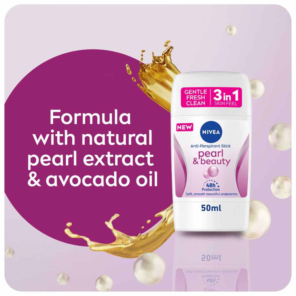 Nivea, Deo Stick Pearl & Beauty, Antiperspirant stick with pearl extract for women, 50ml