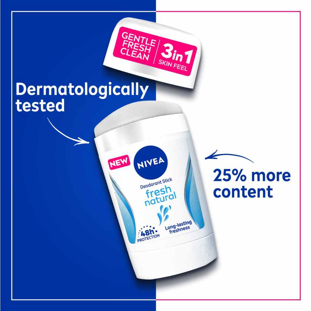 Nivea, Deo Stick Fresh Natural Female, Natural fresh scent deodorant stick for women, 50ml